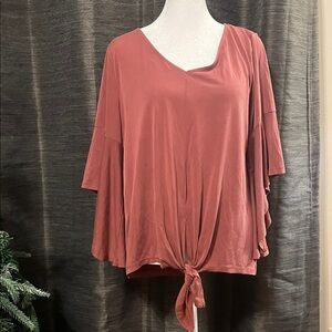 Umgee Dusty Rose Tie-Front Blouse